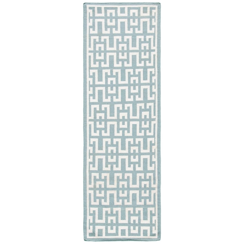 Safavieh Dhurries Seafoam Contemporary Rug - Runner 2'6
