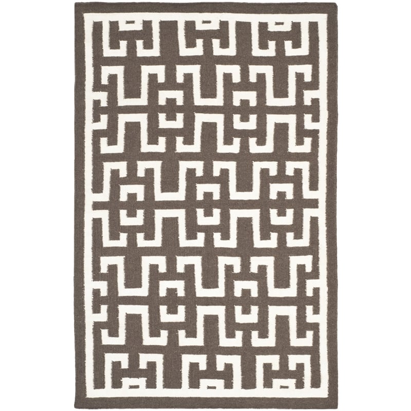 Safavieh Dhurries Chocolate Contemporary Rug - 4' x 6'