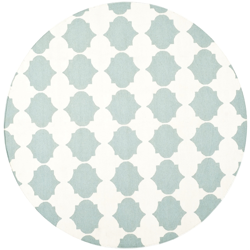 Safavieh Dhurries Blue Contemporary Rug - Round 7'