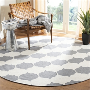 Safavieh Dhurries Grey Contemporary Rug - Round 7'