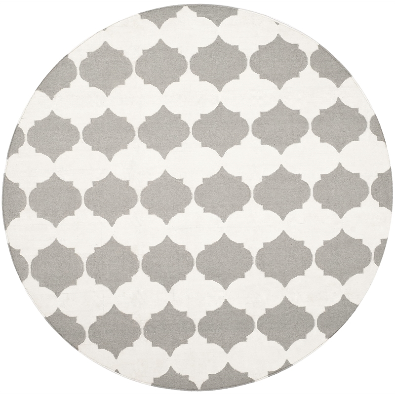 Safavieh Dhurries Grey Contemporary Rug - Round 7'