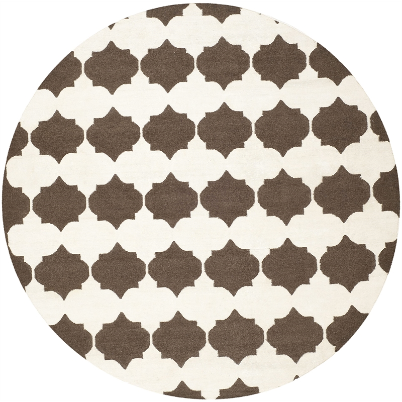 Safavieh Dhurries Brown Contemporary Rug - Round 7'