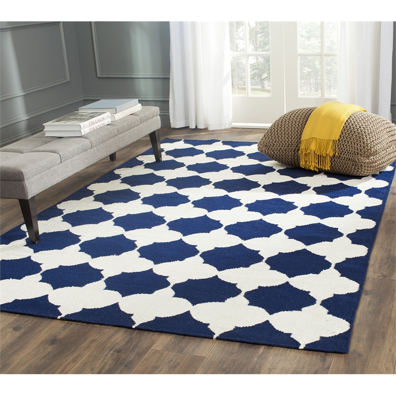 Safavieh Dhurries Navy Contemporary Rug - 6' x 9'