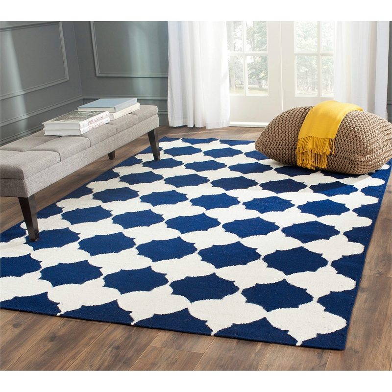 Safavieh Dhurries Navy Contemporary Rug - 9' x 12'