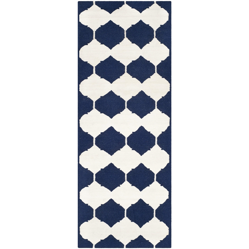 Safavieh Dhurries Navy Contemporary Rug - Runner 2'6