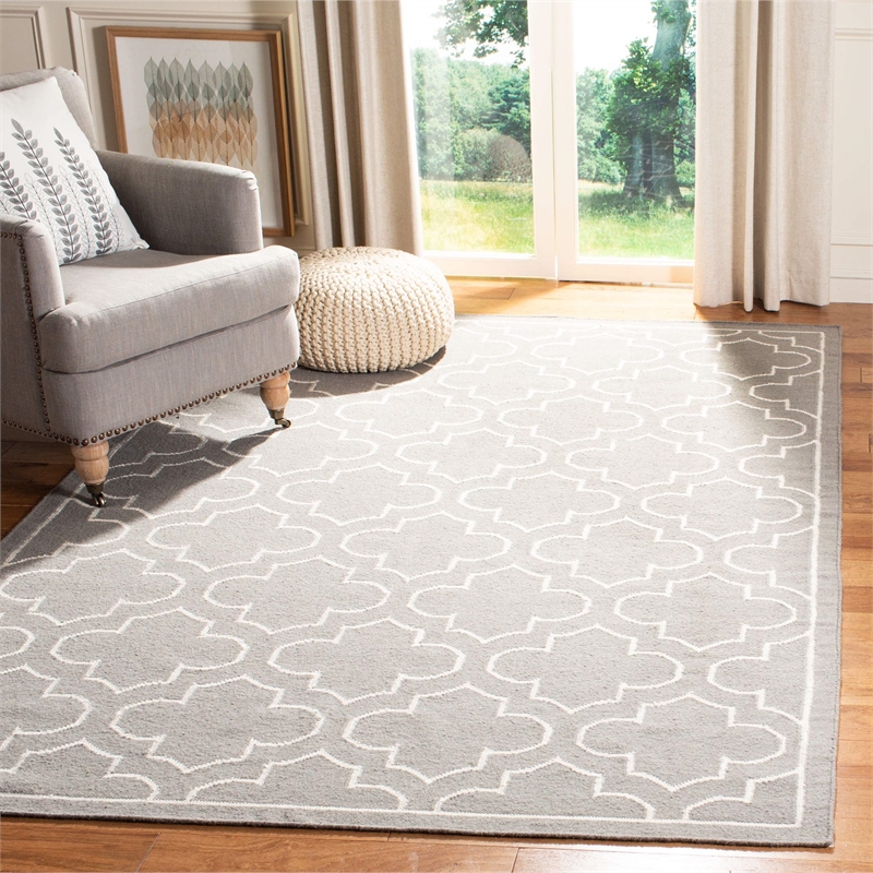 Safavieh Dhurries Grey Contemporary Rug - 9' x 12'