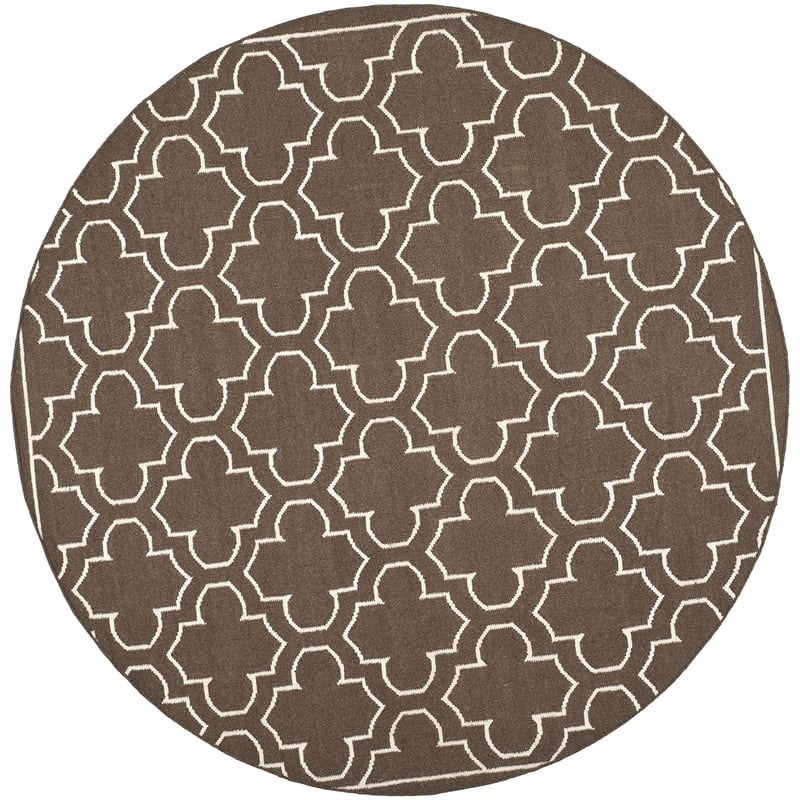 Safavieh Dhurries Brown Contemporary Rug - Round 7'