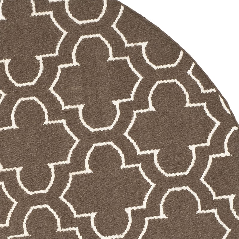 Safavieh Dhurries Brown Contemporary Rug - Round 7'