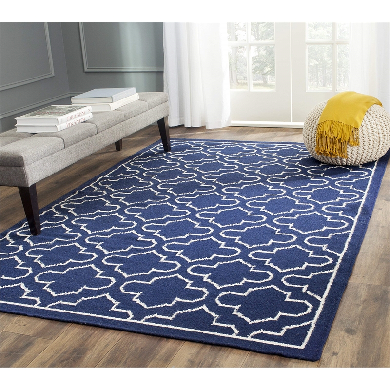 Safavieh Dhurries Navy Contemporary Rug - 4' x 6'