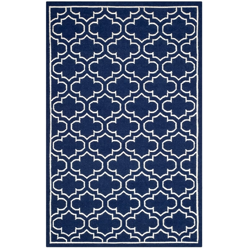 Safavieh Dhurries Navy Contemporary Rug - 6' x 9'