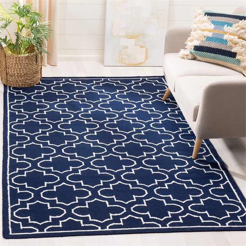 Safavieh Dhurries Navy Contemporary Rug - 8' x 10'