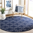 Safavieh Dhurries Navy Contemporary Rug - Round 7'