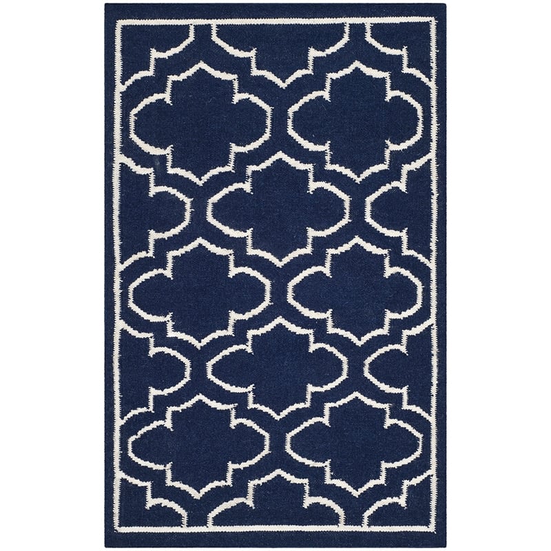 Safavieh Dhurries Navy Contemporary Rug - Runner 2'6