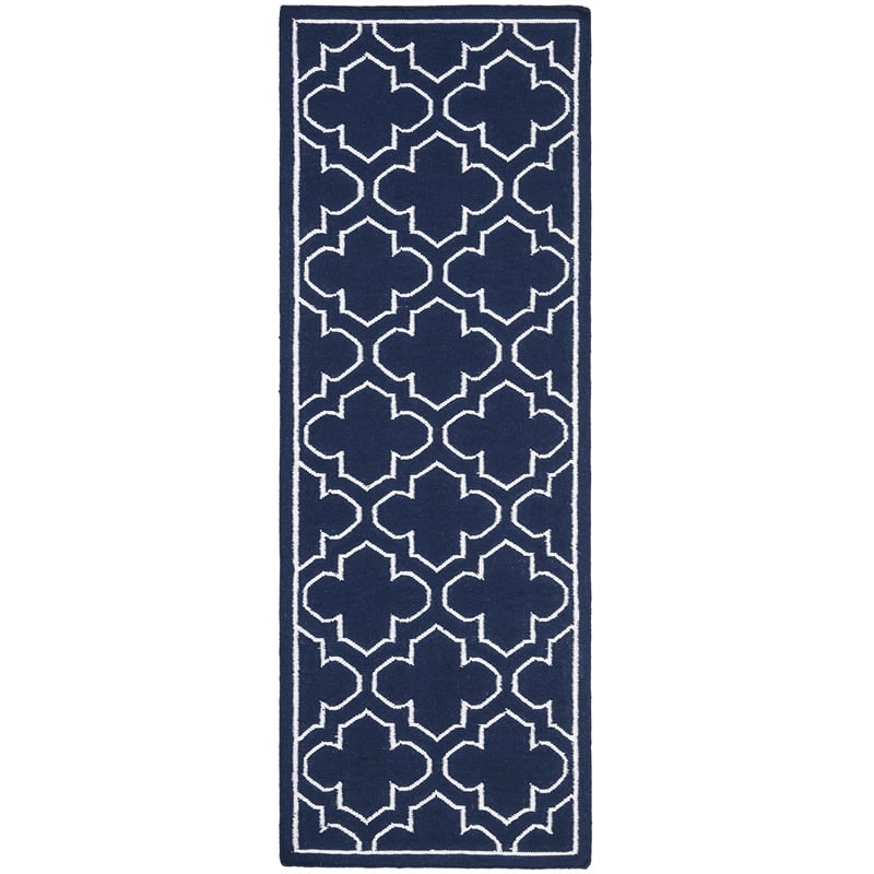 Safavieh Dhurries Navy Contemporary Rug - Runner 2'6