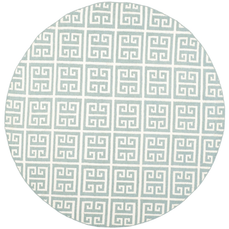 Safavieh Dhurries Blue Contemporary Rug - Round 7'