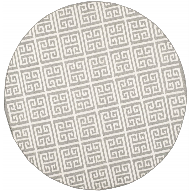 Safavieh Dhurries Grey Contemporary Rug - Round 7'