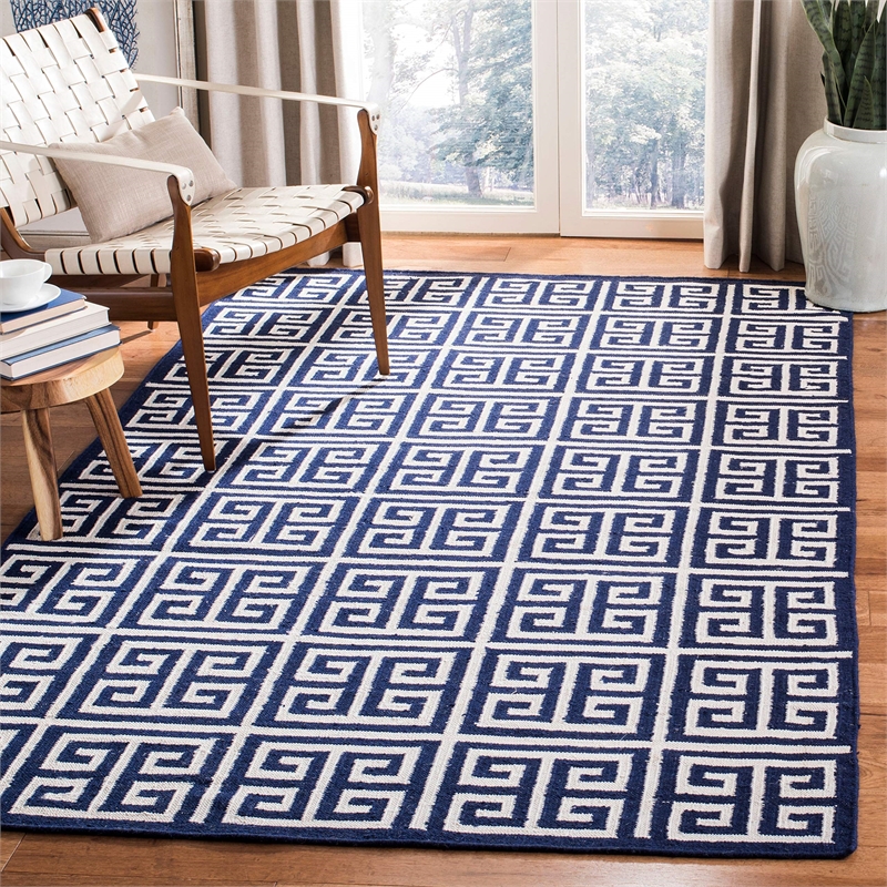 Safavieh Dhurries Navy Contemporary Rug - 9' x 12'