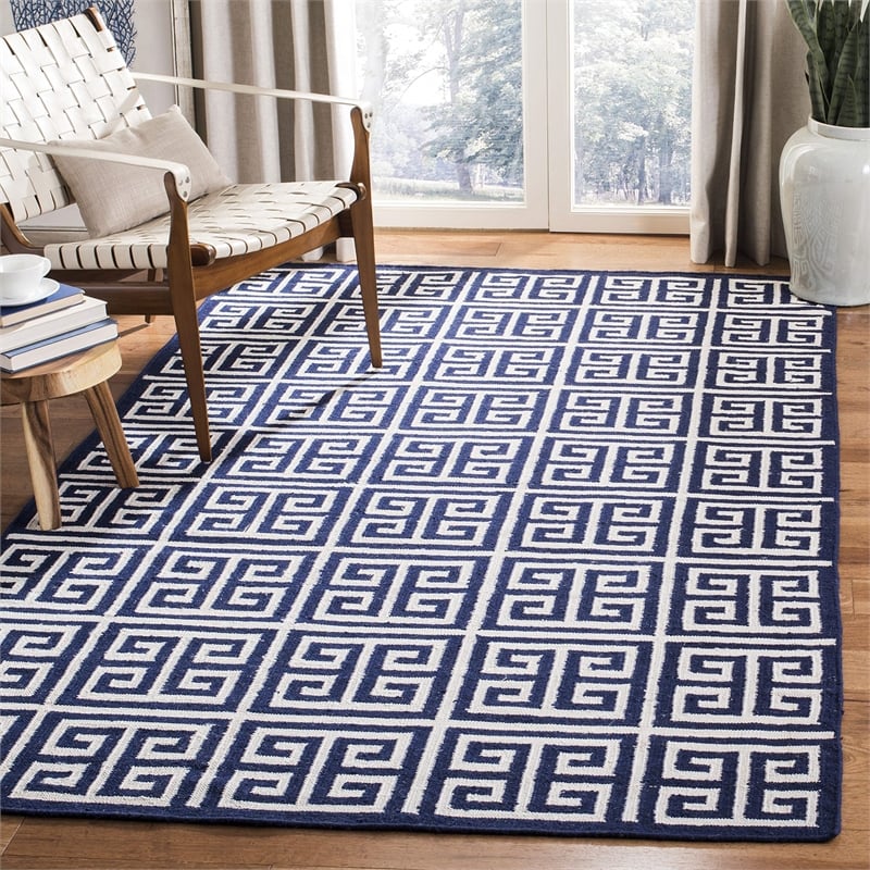 Safavieh Dhurries Navy Contemporary Rug - 10' x 14'
