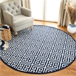 Safavieh Dhurries Navy Contemporary Rug - Round 7'
