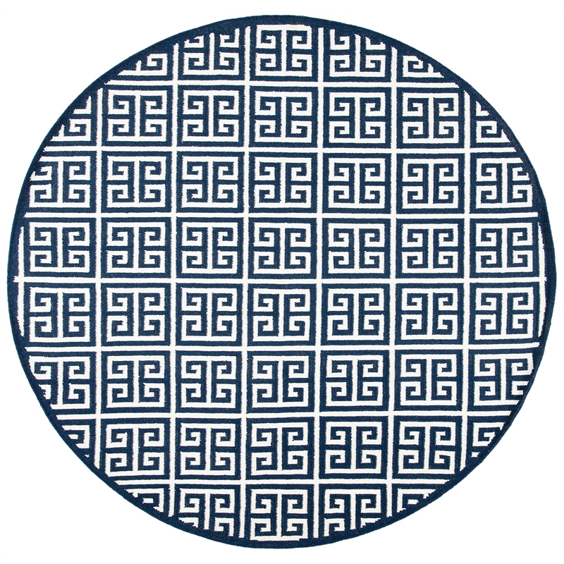 Safavieh Dhurries Navy Contemporary Rug - Round 7'