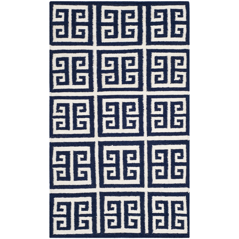Safavieh Dhurries Navy Contemporary Rug - Runner 2'6
