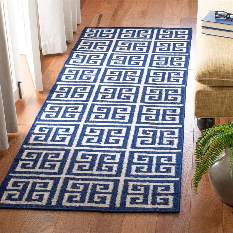 Safavieh Dhurries Navy Contemporary Rug - Runner 2'6