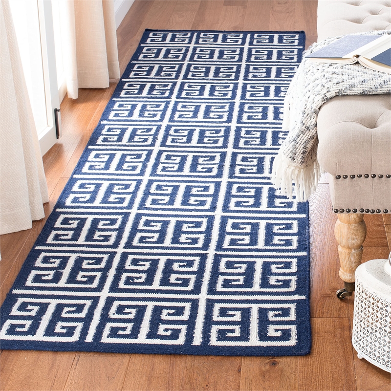 Safavieh Dhurries Navy Contemporary Rug - Runner 2'6