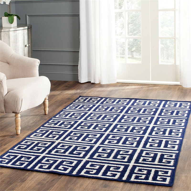 Safavieh Dhurries Navy Contemporary Rug - Square 7'