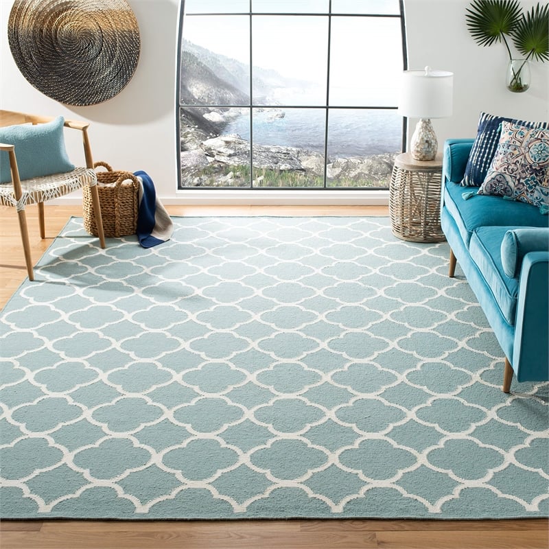 Safavieh Dhurries Blue Contemporary Rug - 9' x 12'