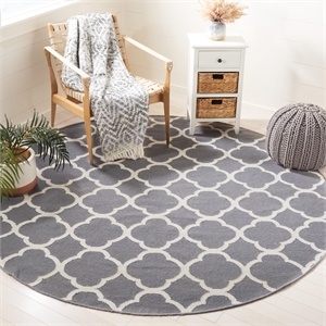 Safavieh Dhurries Grey Contemporary Rug - Round 7'