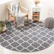 Safavieh Dhurries Grey Contemporary Rug - Round 7'