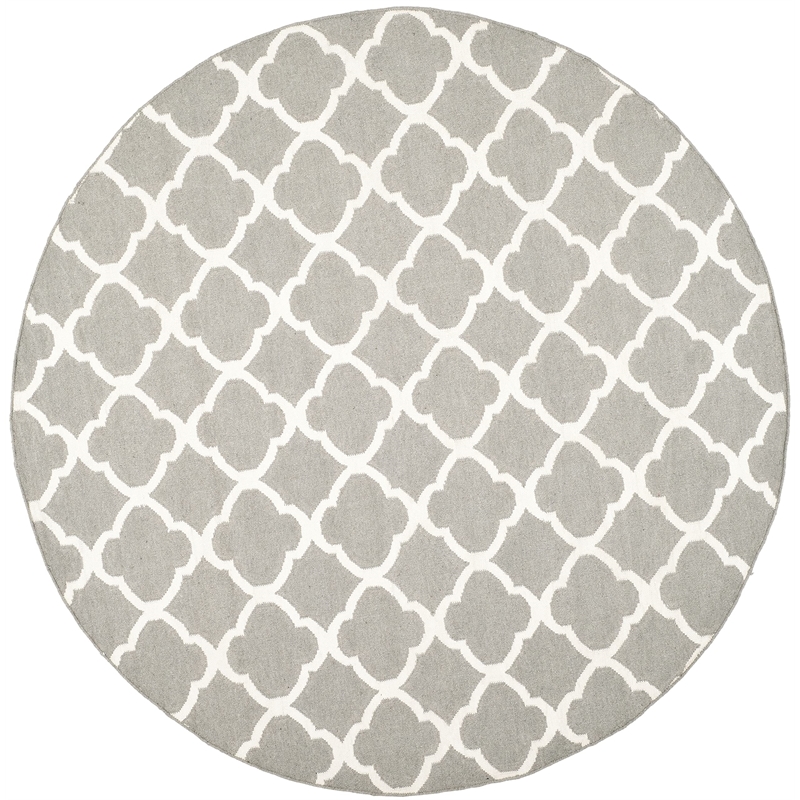 Safavieh Dhurries Grey Contemporary Rug - Round 7'