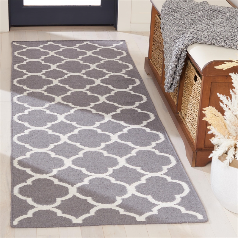 Safavieh Dhurries Grey Contemporary Rug - Runner 2'6