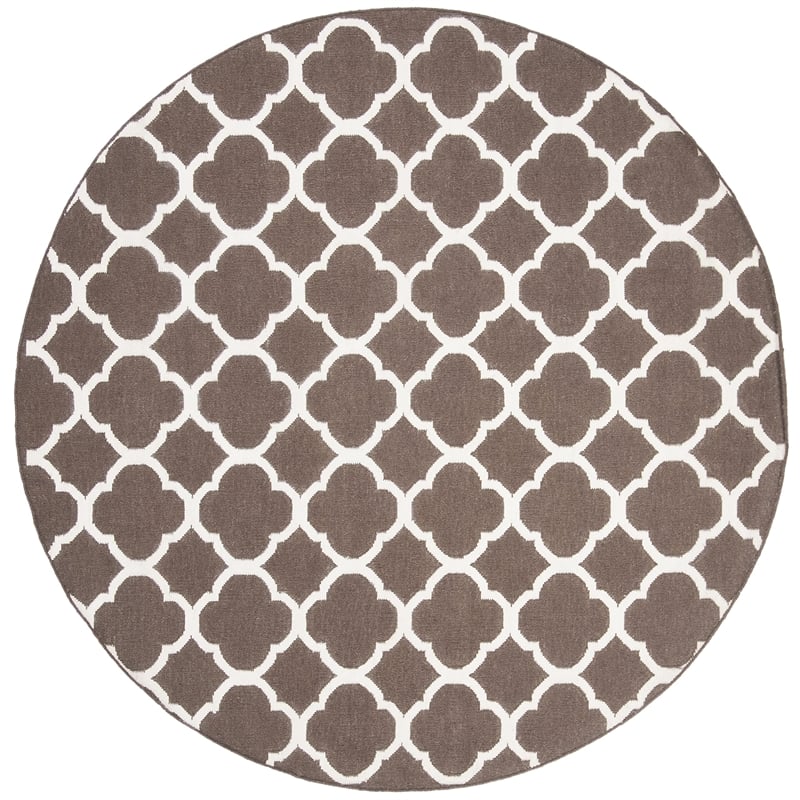 Safavieh Dhurries Brown Contemporary Rug - Round 7'