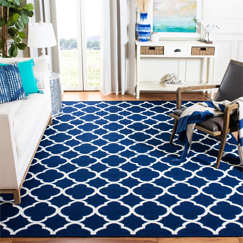 Safavieh Dhurries Navy Contemporary Rug - 9' x 12'