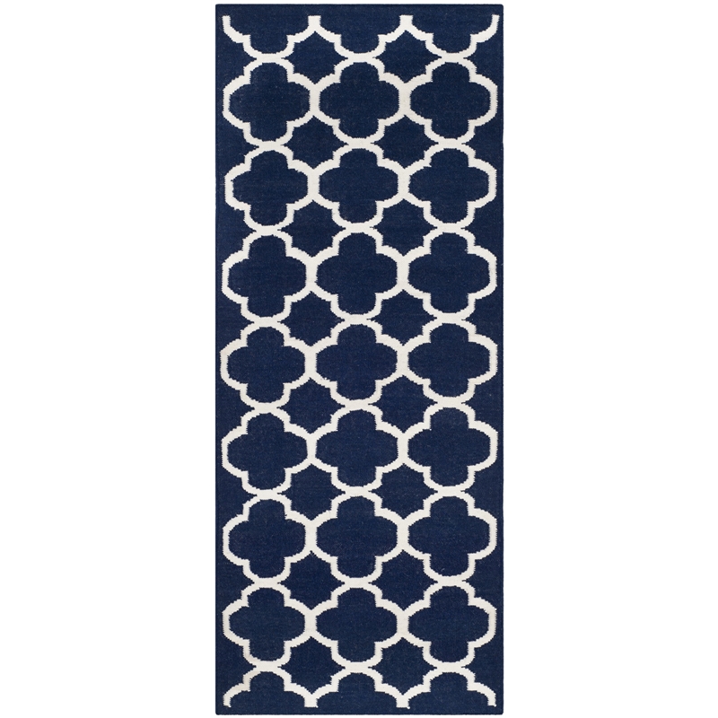 Safavieh Dhurries Navy Contemporary Rug - Runner 2'6