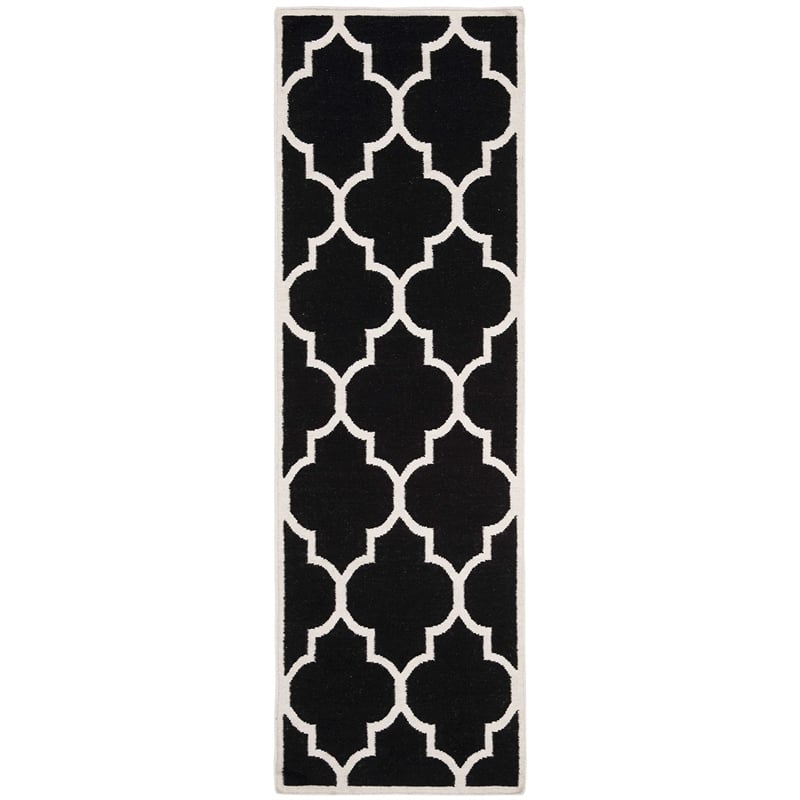 Safavieh Dhurries Black Contemporary Rug - Runner 2'6