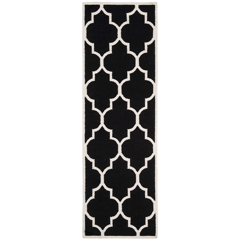 Safavieh Dhurries Black Contemporary Rug - Runner 2'6