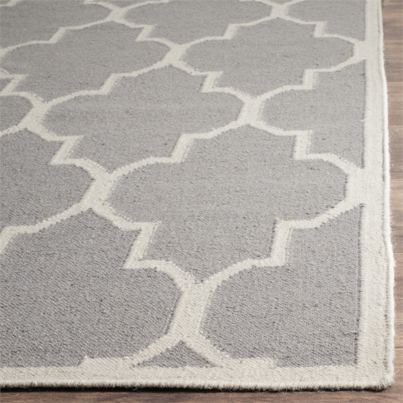 Safavieh Dhurries Grey Contemporary Rug - 10' x 14'