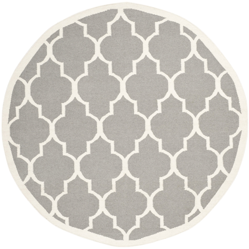Safavieh Dhurries Grey Contemporary Rug - Round 6'