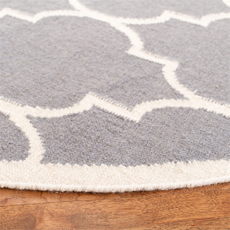 Safavieh Dhurries Grey Contemporary Rug - Round 6'