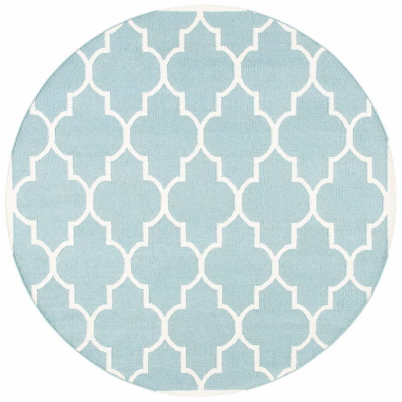 Safavieh Dhurries Light Blue Contemporary Rug - Round 6'