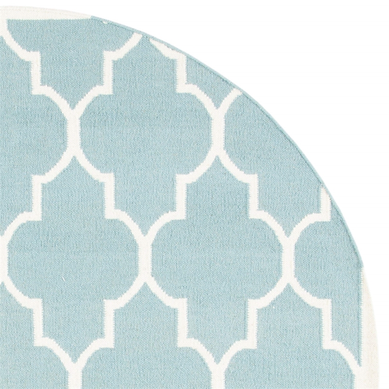 Safavieh Dhurries Light Blue Contemporary Rug - Round 6'