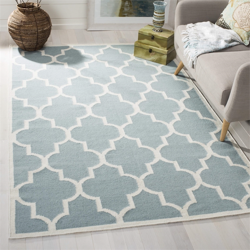 Safavieh Dhurries Light Blue Contemporary Rug - Square 6'