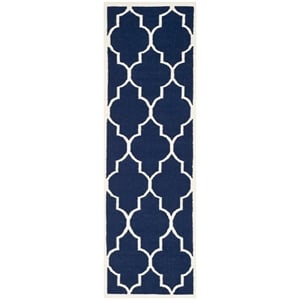 Safavieh Dhurries Navy Contemporary Rug - 2'6&quot x 10'