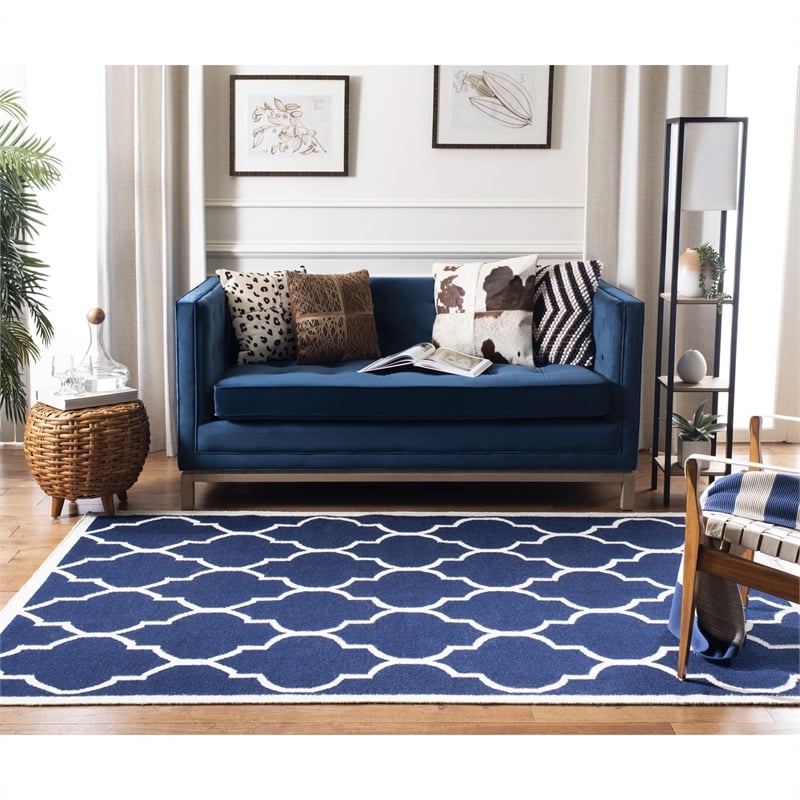 Safavieh Dhurries Navy Contemporary Rug - 5' x 8'