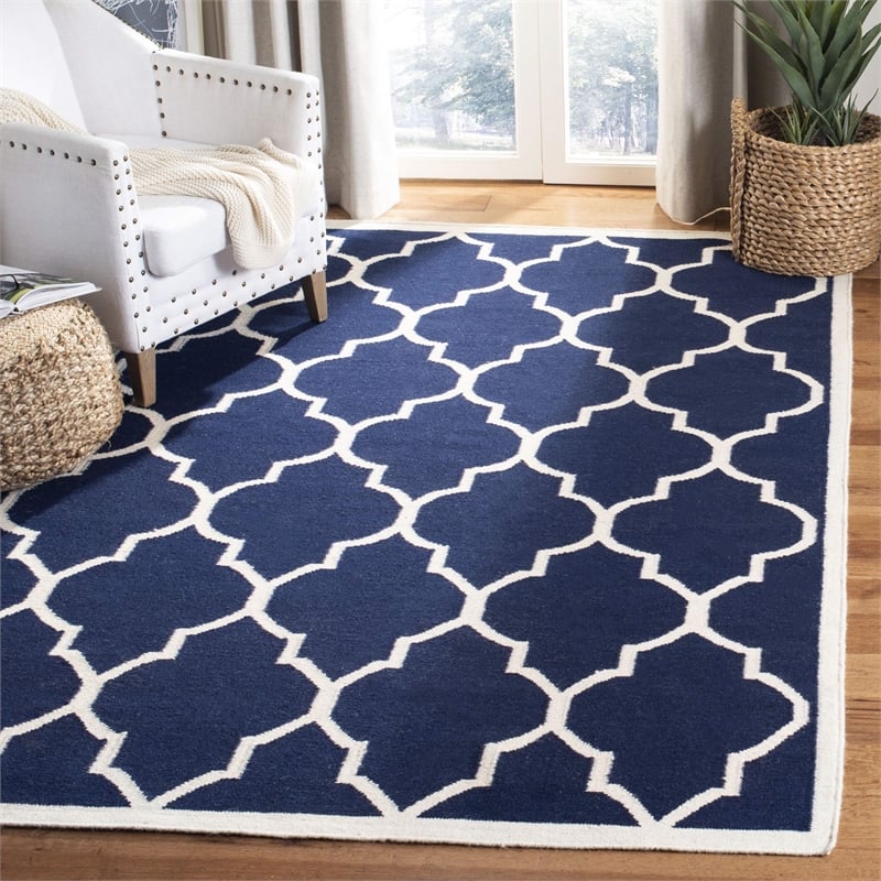 Safavieh Dhurries Navy Contemporary Rug - 9' x 12'