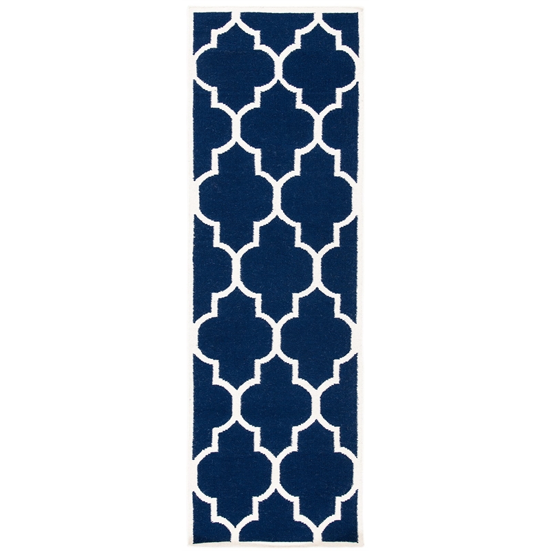 Safavieh Dhurries Navy Contemporary Rug - Runner 2'6