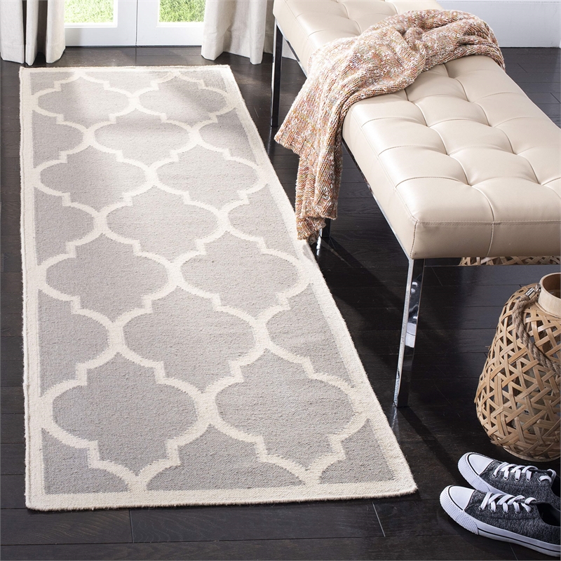 Safavieh Dhurries Dark Grey Contemporary Rug - Runner 2'6