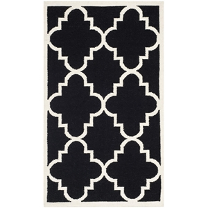 Safavieh Dhurries Black Contemporary Rug - 3' x 5'